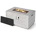 Giantex Outside Fire Pit Table - 50,000 BTU Outdoor Rectangular Propane Fire Table, Concrete Gas Fire Tables w/Lava Rocks, Stainless Steel Burner, Water-Proof Cover, 43" Patio Stone Fire Pit Table