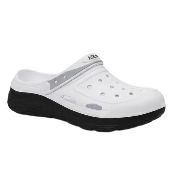 adda men's & boys' casual slip-on clogs – lightweight, super soft eva mules | waterproof, anti-skid outdoor sandals for gents & boys (white, medium fit, uk size system)