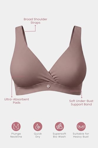 Image of ZELENA Maternity Padded Bra | Removable Cups, Broad Waistband | Soft Stretchable Modal Fabric | Easy Pull Nursing Bra for Pregnancy and Breastfeeding