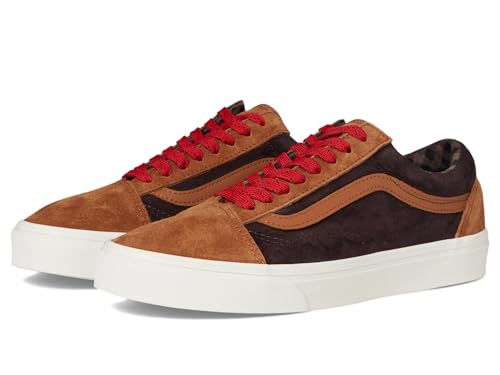 Vans Tenis Old Skool unisex para adultos, Gamuza de cerdo a cuadros esmaltada jengibre, 12 Women/10.5 Men