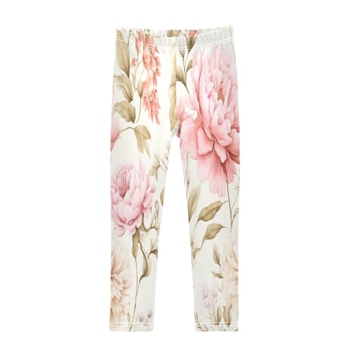 Bolaz Toddler Girls Leggings Printed Yoga Pants Leggings Pink Red Flower for Kids