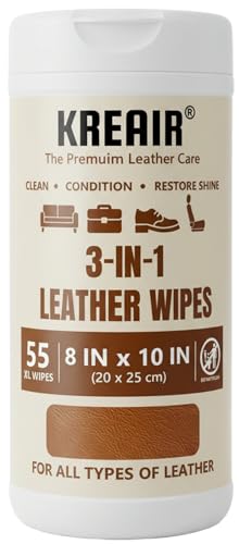 Kreair 3in1 Leather Wipes, 55 Count, XL 8'x10'