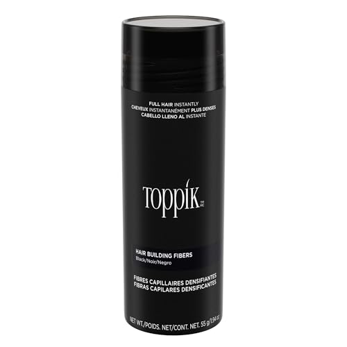 Toppik Hair Building Fibers, Black, 55g Fill In Fine or Thinning Hair, Instantly Thicker, Fuller Looking, 9 Shades for Men & Women, Keratin Protein Formula