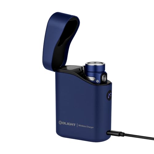OLIGHT Baton4 Premium Edition EDC Lights 1300 Lumens with Type-C Charging Box, Powered by Rechargeable Battery, Small Bright Flashlight for Camping, Emergencies, Outdoors (Regal Blue)