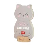 Legami – Kalender mit Holzsockel 2027, Kitty, 12 Monate, 9 x 4 cm