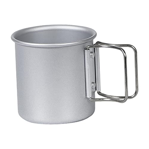 Generic アルミ合金製 旅行用マグカップ 折り畳みハンドル付き 軽量コンパクト コーヒーカップ キャンプ用品 ピクニック登山に適用, アージェント