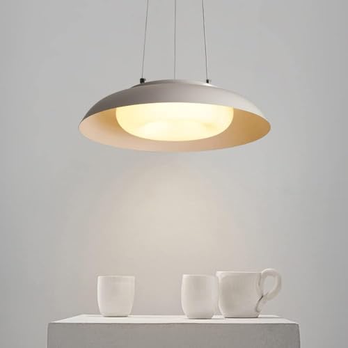 Lustre LED moderne blanc circulaire à gradation continue pour suspension de restaurant chic - 6