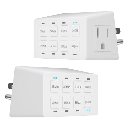 Image of ENERLITES 8-Hour Countdown Outlet Timer Indoor, UL Listed, 2 Pack