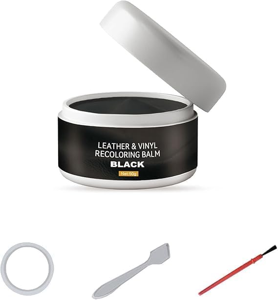 Leather Recoloring Balm, Black Leather Kit for Furniture Leather Restorer for Couch Car Seats Sofa, Leather Scratches Faded Remover Leather Polish, Leather Paint for Shoes Purse Bags.(Black)
