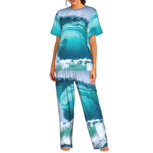 Pyjama court femme motif vagues pour des soirées cocooning