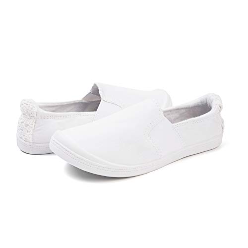 Image of FUNKYMONKEY Slip-On Canvas Sneakers for Women, Comfortable Lightweight Lace-Up Flat Casual Tennis Shoes Breathable Walking Shoes for Everyday Wear