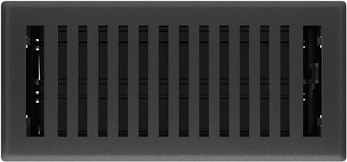 Rocky Mountain Goods 4 X 10 Contemporary Black Floor Register Vent - Heavy Duty Steel Floor Vent with Easy Adjust Airflow Lever