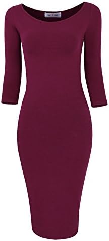 TAM WARE Womens Classic Slim Fit Bodycon Dress TWFR049-D059-WINE-US L