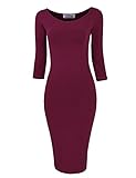 TAM WARE Womens Classic Slim Fit Bodycon Dress TWFR049-D059-WINE-US L