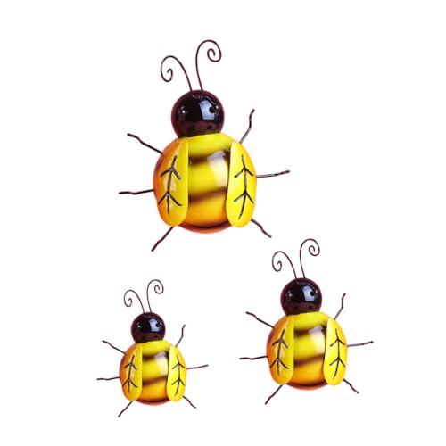Toyvian 3 Stück Teiliges Bienen Wanddekor aus Hochwertigem Eisen Rostfreie Gartendeko für Innen und Außen Dekorative Wandhänger im Landhausstil Kompakte Langlebig und Detailreich