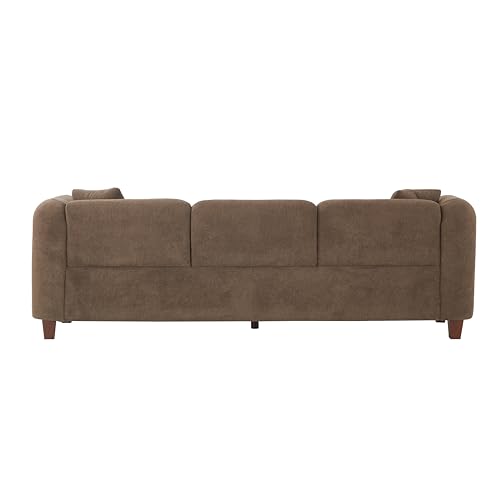 Image of Merax 87 inch Dark Brown Velvet Couch 3 Seater Modern Sofas for Living Room | with 2 Pillows, Foam Filled Cushions, Solid Wood Legs, Upholstered Backrest and Armrest, Bear 900lbs, 87 inchW x 29.5 inchD x 26.5 inchH