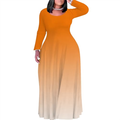 Image of PinkPatty Women's Plus Size Long Sleeve Maxi Dresses T Shirt Boho Sundress Fall Dress with Pockets
