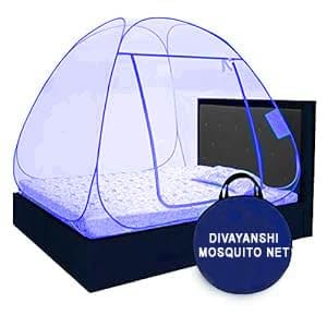 DIVAYANSHI Foldable White Net for Double Bed, King Size Bed, Queen Size Bed with 2 Window Zip Door- for Baby and Adult Protection (B08PFZZRVP) Amazon Price History, Amazon Price Tracker