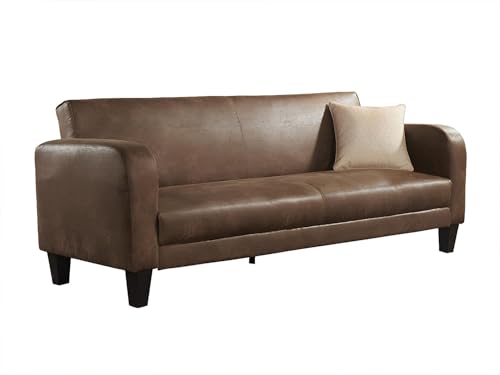 Canapé Club 3 Places Convertible INICIO en Microfibre Aspect Cuir Vieilli