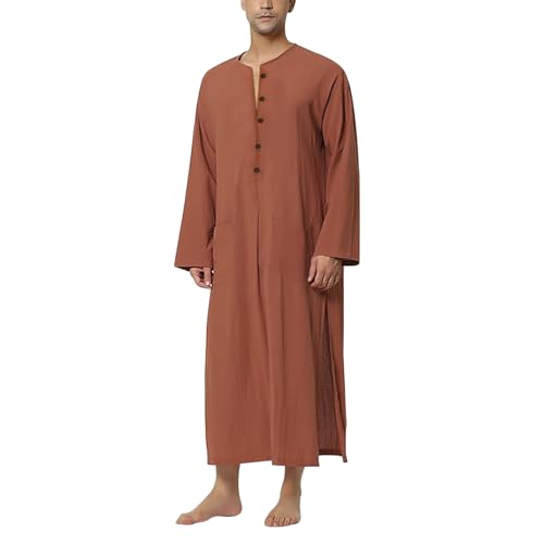 Mens Kaftan Robe Long Sleeve Muslim Thobe Robe Abaya for Men Muslim Dress Dubai Saudi Arab Kaftan Thobe with Pockets2