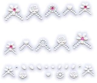 Pink Chevron Floral w/Rhinestone Nail Stickers/Decals