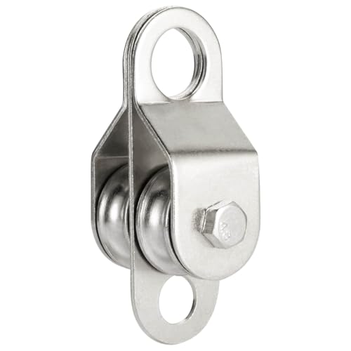 Double Pulley Block Small Snatch Cable for 0.23Inch/6mm Wire Rope, Pulley Wheel Bearing Inside, 1Pack