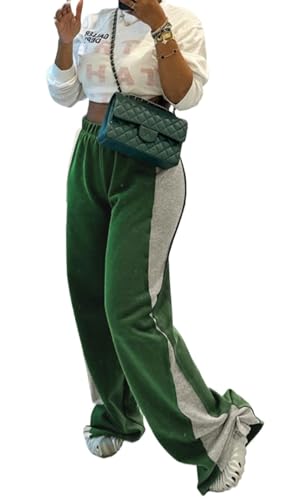 Women's Green Modern Wide Leg Flare Y2K Sweatpants