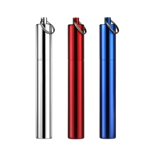 Metal Portable Toothpick Holder Pocket Travel Toothpick Holder Case Aluminum Alloy Tooth Pick Holders Box Waterproof Toothpick Container with Keychain for Outdoor Picnic Camping Fruit Picks Pill