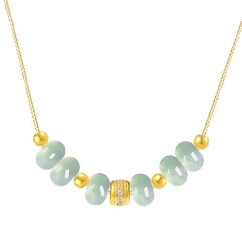 Pendentif en jadéite naturelle et perles bleues pour sublimer vos tenues