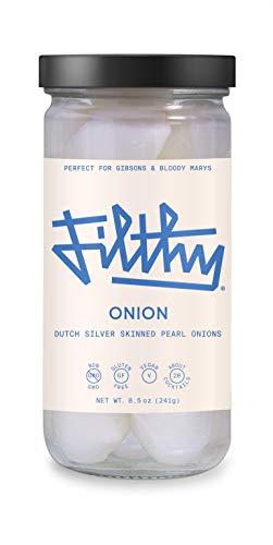 Filthy Onions - Premium Cocktail Garnish - Non-GMO, Vegan & Gluten Free - 8oz Jar, 20 Dutch Silver Skinned Pearl Onions
