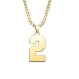 NanMuc Men Number 2 Necklace for Athletes Baseball/Soccer/Football/Basketball Sports Stainless Steel Necklace Pendant Personalized Jewelry 3mm Chain