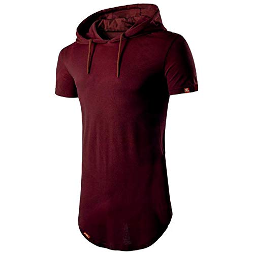 Camisa Longline Oversized Com Capuz Swag Básica C32 Vcstilo (BORDO, M)