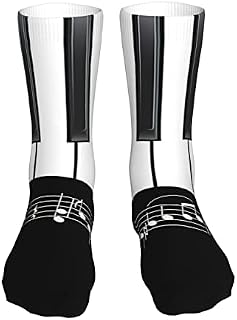 883 Compression Socks Piano Keyboard Music Sports Socks Comfort Crew Socks Non Slip Athletic Socks For Walking Jogging Hiking 40cm