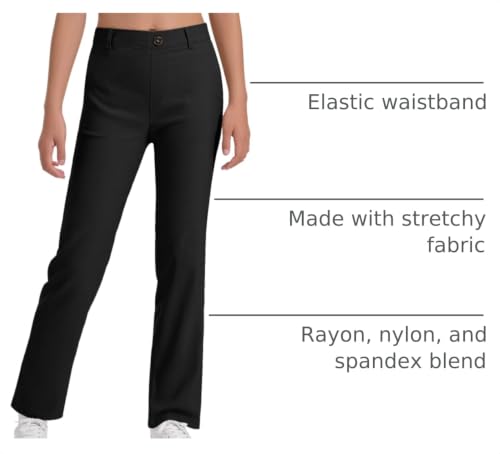 Image of Girls Uniform Pants Kids Dress Pants High Stretchy with Pockets