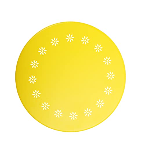 danpinera Outdoor Side Tables with Flower Cut Outs, Weather Resistant Steel Patio Side Table, Small Round Outdoor End Table Metal Side Table for Patio Yard Balcony Garden Yellow by danpinera - Used condition - Image 4