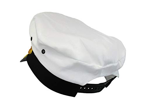 Jacobson Hat Company Yacht Cap with Scrambled Eggs, White Gold, One Size