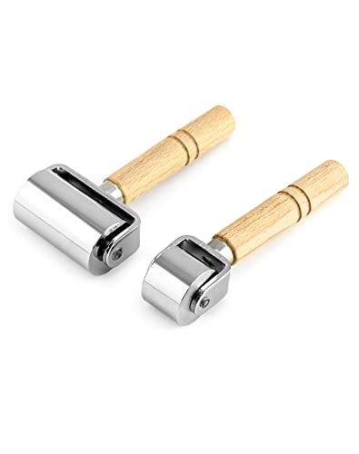 QWORK 2 Stück Andrückrolle Laminierwalzen für Lederkleber DIY-Lederverarbeitung Laminieren Roller (60 mm 26 mm)