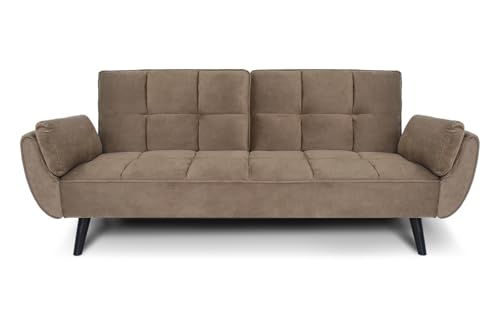 SAMIRA Divano letto clic clac in velluto marrone - Divano