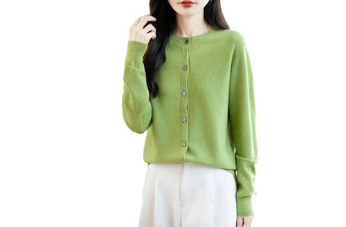Suéter clásico ajustado para mujer, cárdigan de punto básico, cuello redondo, suéter de manga larga, Fruit En8, XL