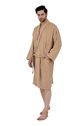 Featherdrape Men's Terry Bathrobe 100% Cotton,Double Side Terry | Shawl Collar | Soft & Absorbent, Luxury Spa Robe2