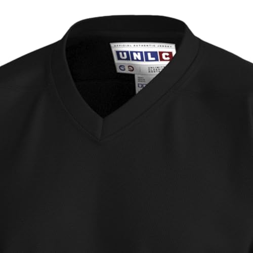 UNLC Essential Blank Hockey Jersey with Stripes – Stitched Letters, Breathable Mesh, Durable Polyester, Black, Large - Thumbnail 7