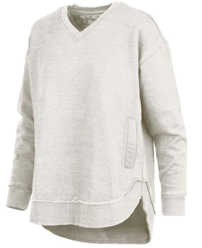 Melange West Hall V-Neck Pocketed Poncho Fleece - Oatmeal