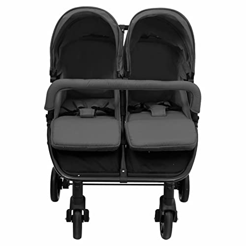 Geschwisterwagen, MOONAIRY Zwillingskinderwagen, Geschwisterbuggy, Double Stroller, Doppelkinderwagen, Dunkelgrau und Schwarz Stahl