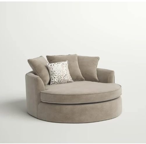 Handicraft Barrel Chair Accent Sofa with Pillows ? Modern Oversized Round Armchair, Cozy Club Chair for Bedroom, Living Room, Lounge, Hotel & Office-image-15