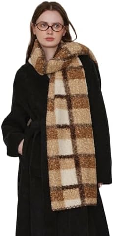 Winter Warm Scarf for Women Cold Weather Chunky Wrap Shawl Scarfs Big Thick Soft Plaid Blanket Scarves