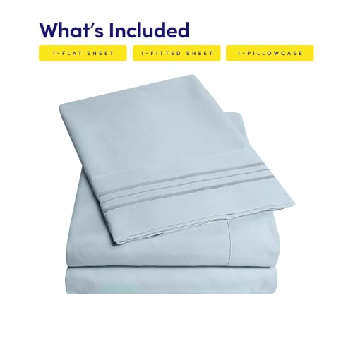 Image of 1500 Supreme Collection Twin XL Sheet Sets Misty - 3 Piece Bed Sheets and Pillowcase Set for Twin XL Mattress - Extra Soft, Elastic Corner Straps, Deep Pocket Sheets, Twin XL Misty