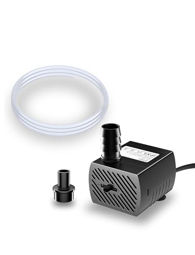 alizzy 100GPH Small Submersible Water Pump(360L/H, 5w), Ultra Quiet Water Fountain Pump with 3ft. High Lift and 6ft. power cord for Aquarium, Fish Tank, Water Feature, Pet Fountain and Hydroponics