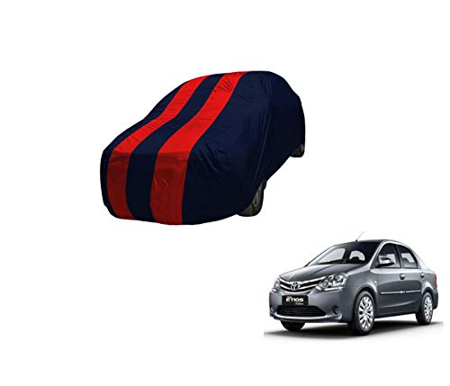 Image of Auto Hub Car Cover Compatible with Etios with Mirror Pocket,Triple Stitched, Weather Proof, Etios Car Cover- Navy-Red