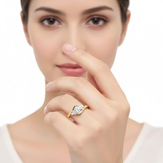 Image of 55Carat 18K Yellow Gold Plated Simulated Diamond Amethyst Round Cut Swirl Cluster Engagement Ring for Women, Wedding Anniversary Promise Fashion Jewelry Gifts, US Size 4-12.