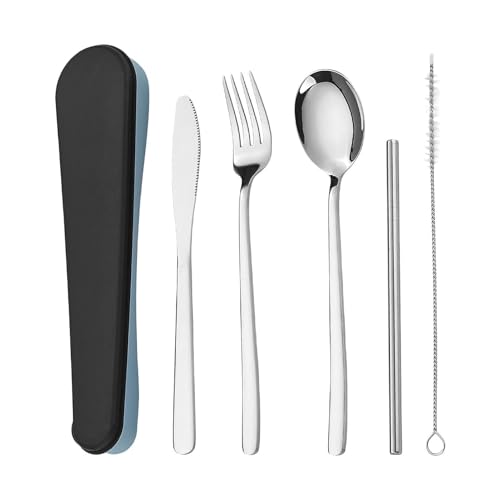 Set de Cubiertos Portátil - Equipo de Cubiertos en Acero Inoxidable - Juego para Senderismo - Para Senderismo, Mochileros, Picnic, Viajes, Exteriores, Almuerzos, Oficinas, Escuelas